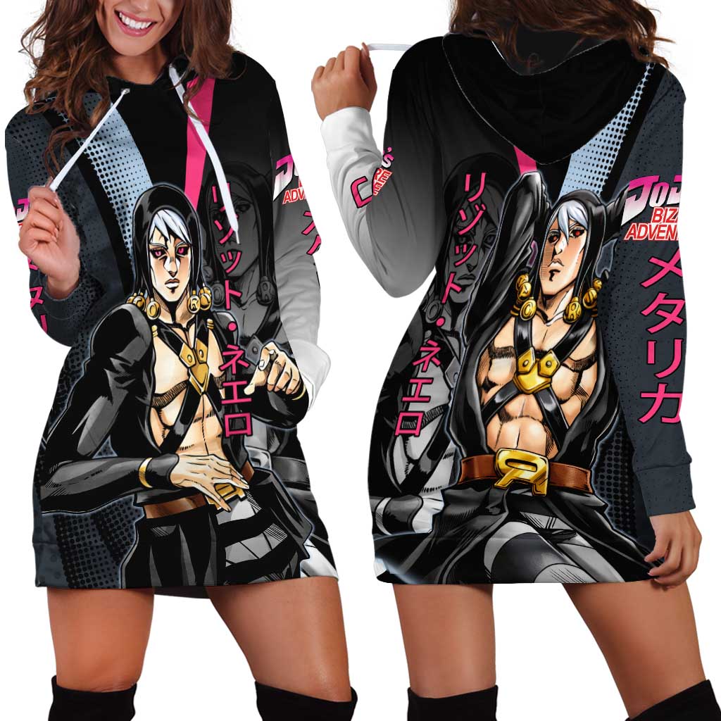 Risotto Nero JoJo’s Bizarre Adventure Hoodie Dress with Dark Manga Style Graphic - The Mazicc