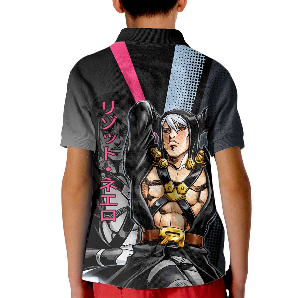 Risotto Nero JoJo’s Bizarre Adventure Kid Polo Shirt with Dark Manga Style Graphic - The Mazicc