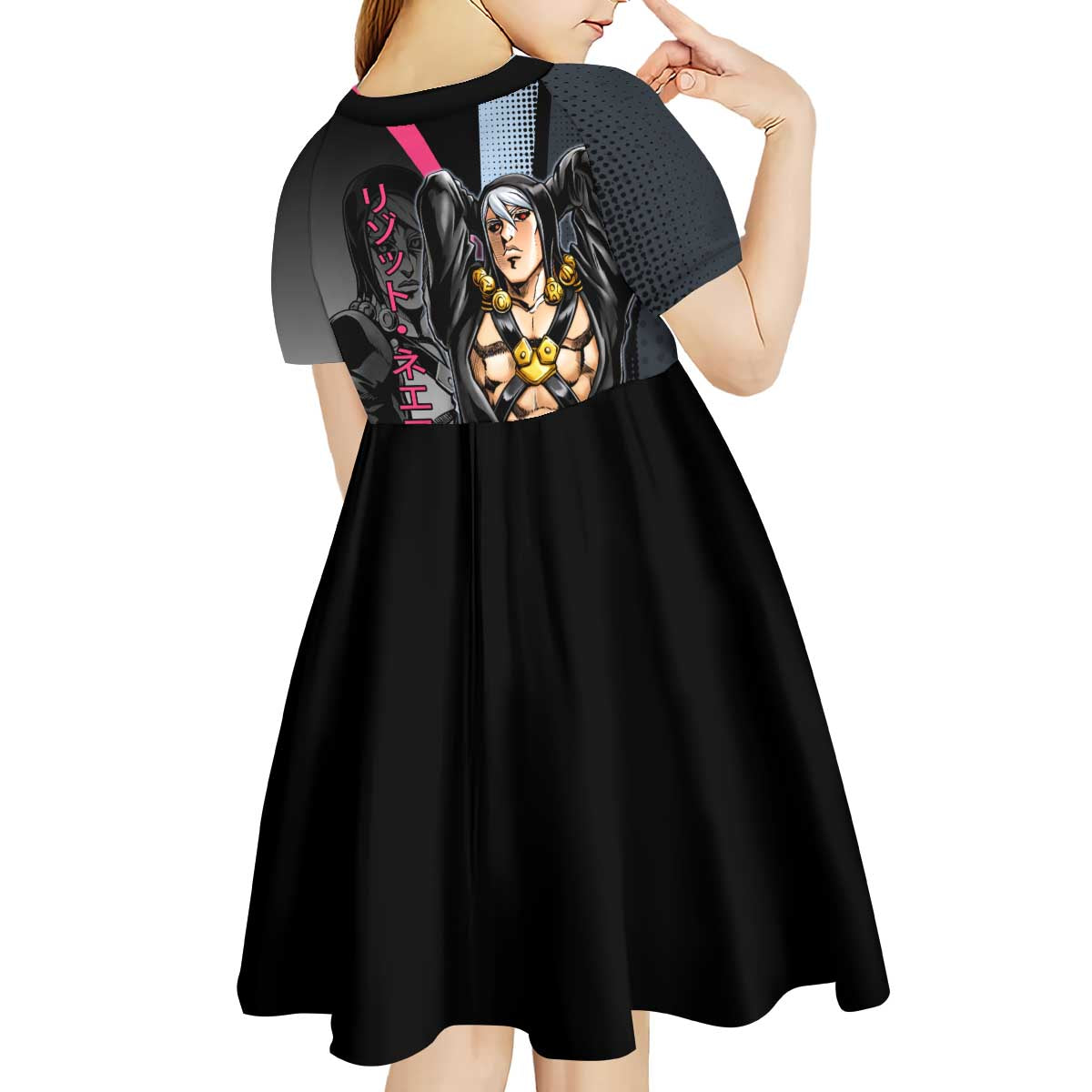Risotto Nero JoJo’s Bizarre Adventure Kid Short Sleeve Dress with Dark Manga Style Graphic - The Mazicc