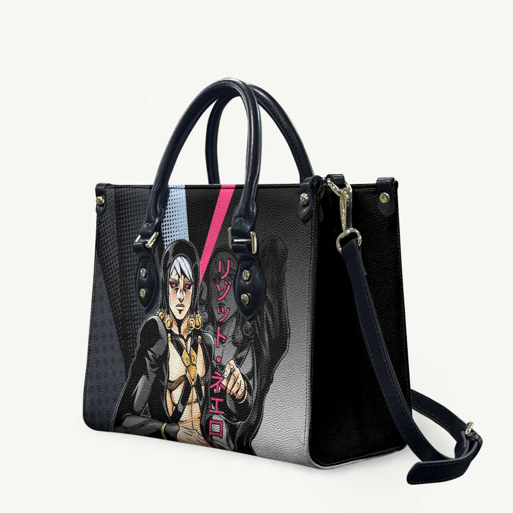 Risotto Nero JoJo’s Bizarre Adventure Leather Bag with Dark Manga Style Graphic - The Mazicc