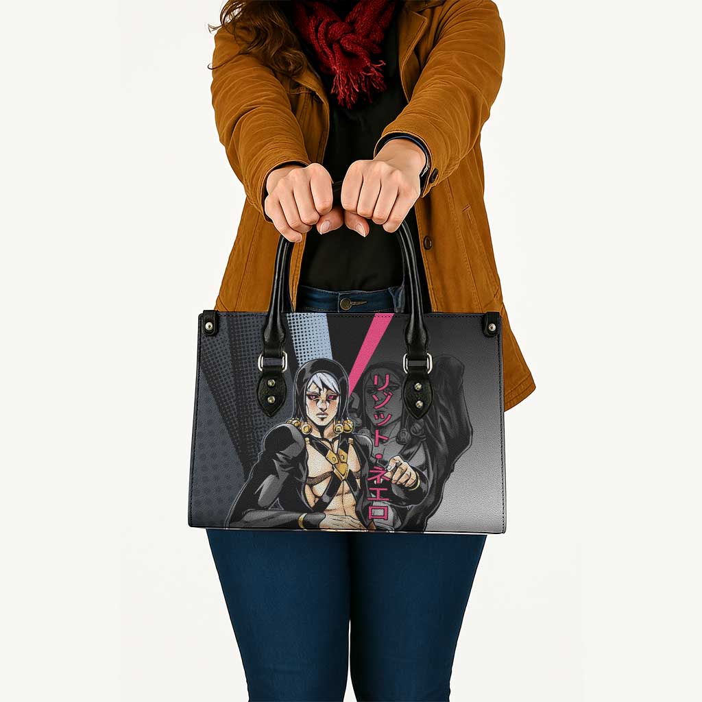 Risotto Nero JoJo’s Bizarre Adventure Leather Bag with Dark Manga Style Graphic - The Mazicc