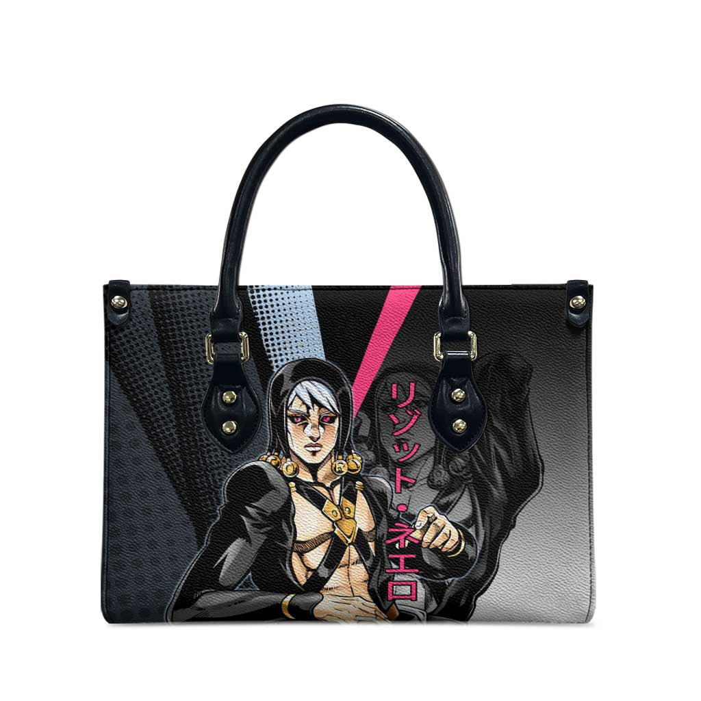 Risotto Nero JoJo’s Bizarre Adventure Leather Bag with Dark Manga Style Graphic - The Mazicc