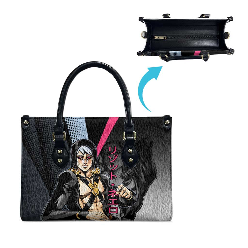 Risotto Nero JoJo’s Bizarre Adventure Leather Bag with Dark Manga Style Graphic - The Mazicc