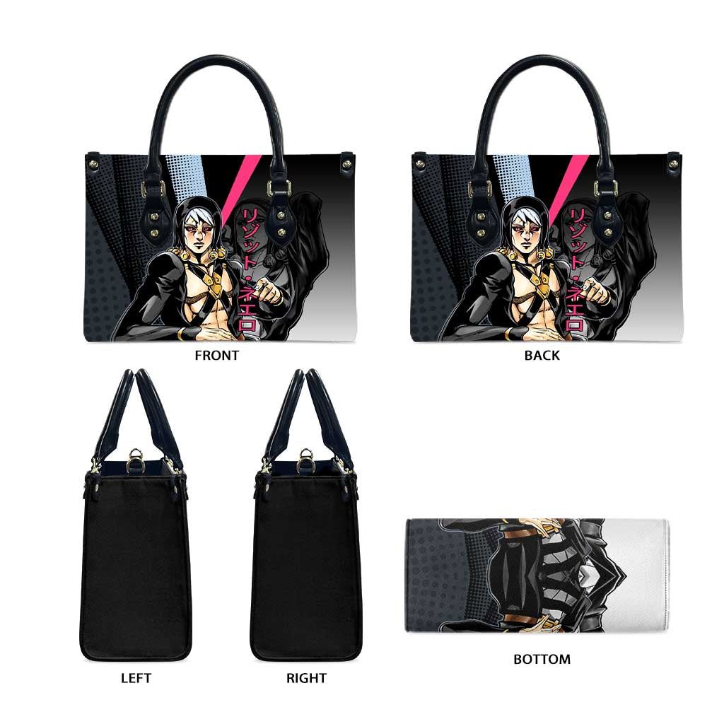 Risotto Nero JoJo’s Bizarre Adventure Leather Bag with Dark Manga Style Graphic - The Mazicc