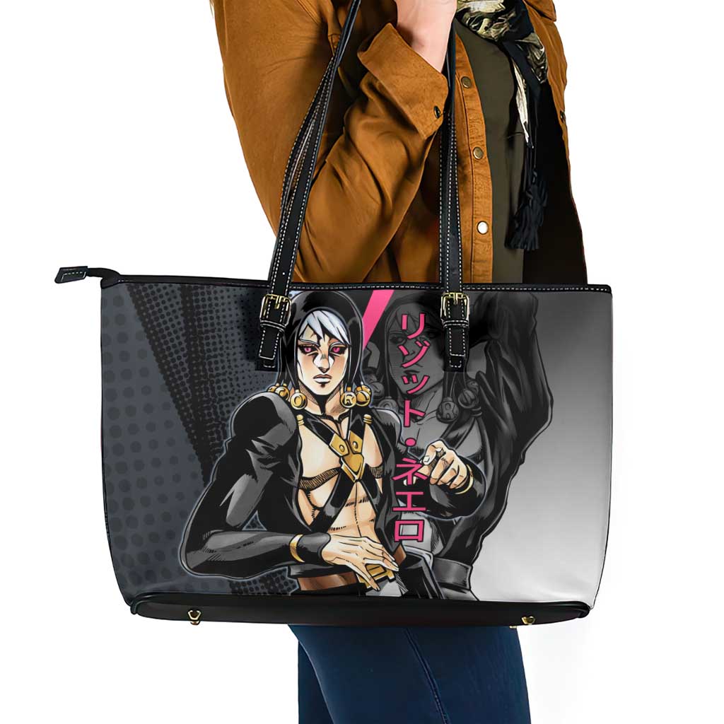 Risotto Nero JoJo’s Bizarre Adventure Leather Tote Bag with Dark Manga Style Graphic - The Mazicc