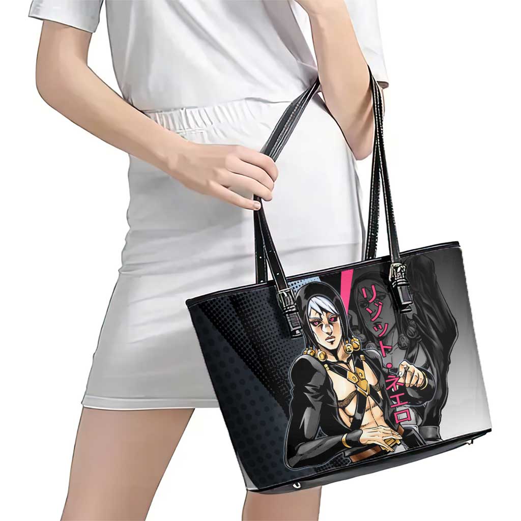 Risotto Nero JoJo’s Bizarre Adventure Leather Tote Bag with Dark Manga Style Graphic - The Mazicc