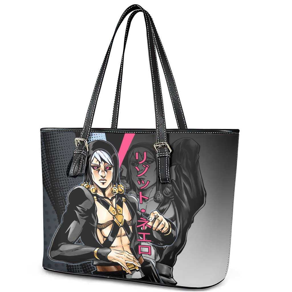 Risotto Nero JoJo’s Bizarre Adventure Leather Tote Bag with Dark Manga Style Graphic - The Mazicc
