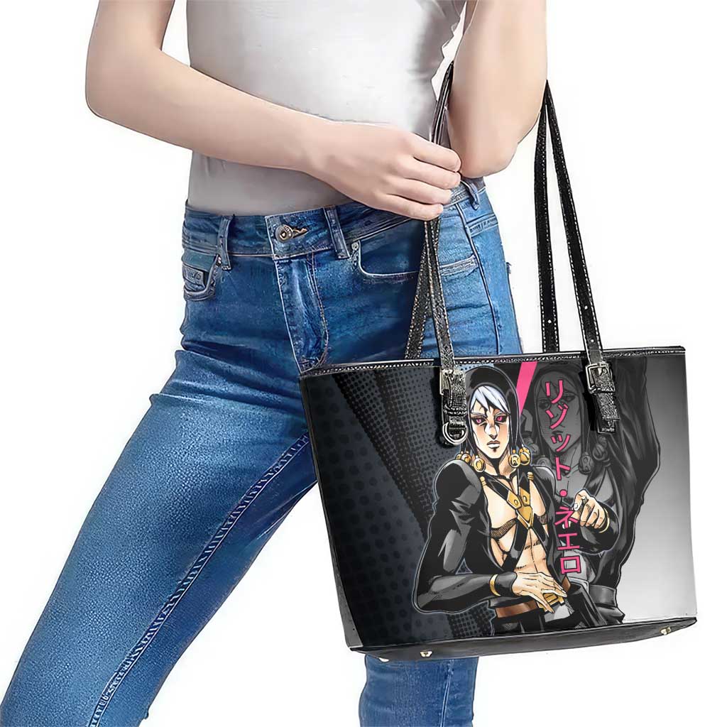Risotto Nero JoJo’s Bizarre Adventure Leather Tote Bag with Dark Manga Style Graphic - The Mazicc