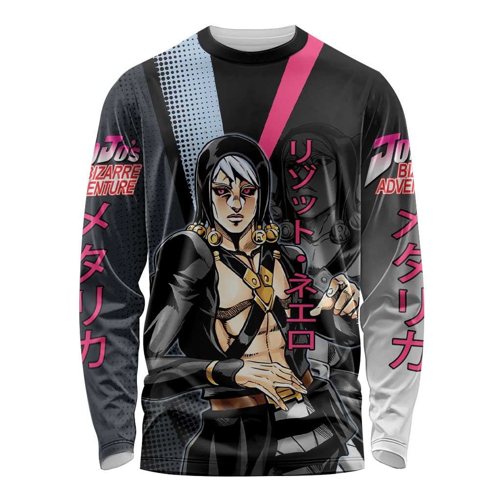 Risotto Nero JoJo’s Bizarre Adventure Long Sleeve Shirt with Dark Manga Style Graphic - The Mazicc