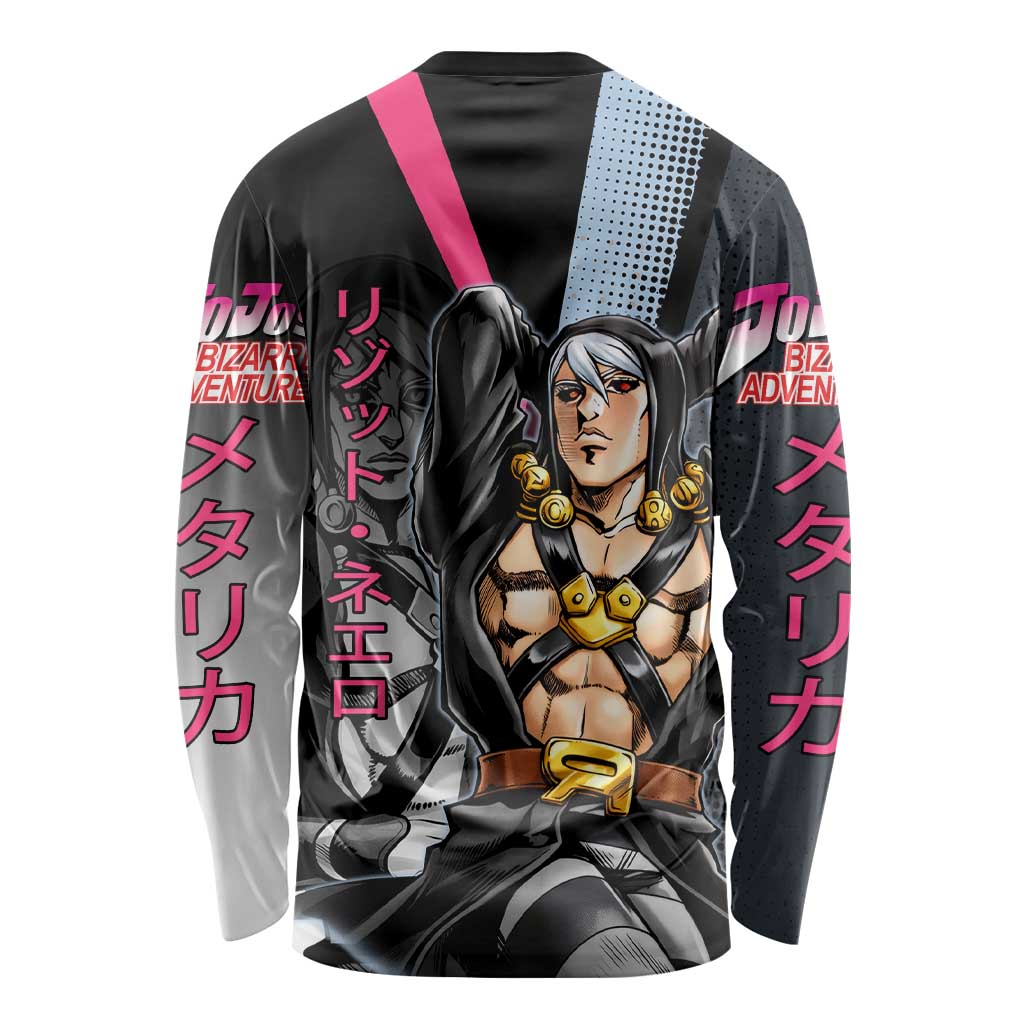Risotto Nero JoJo’s Bizarre Adventure Long Sleeve Shirt with Dark Manga Style Graphic - The Mazicc