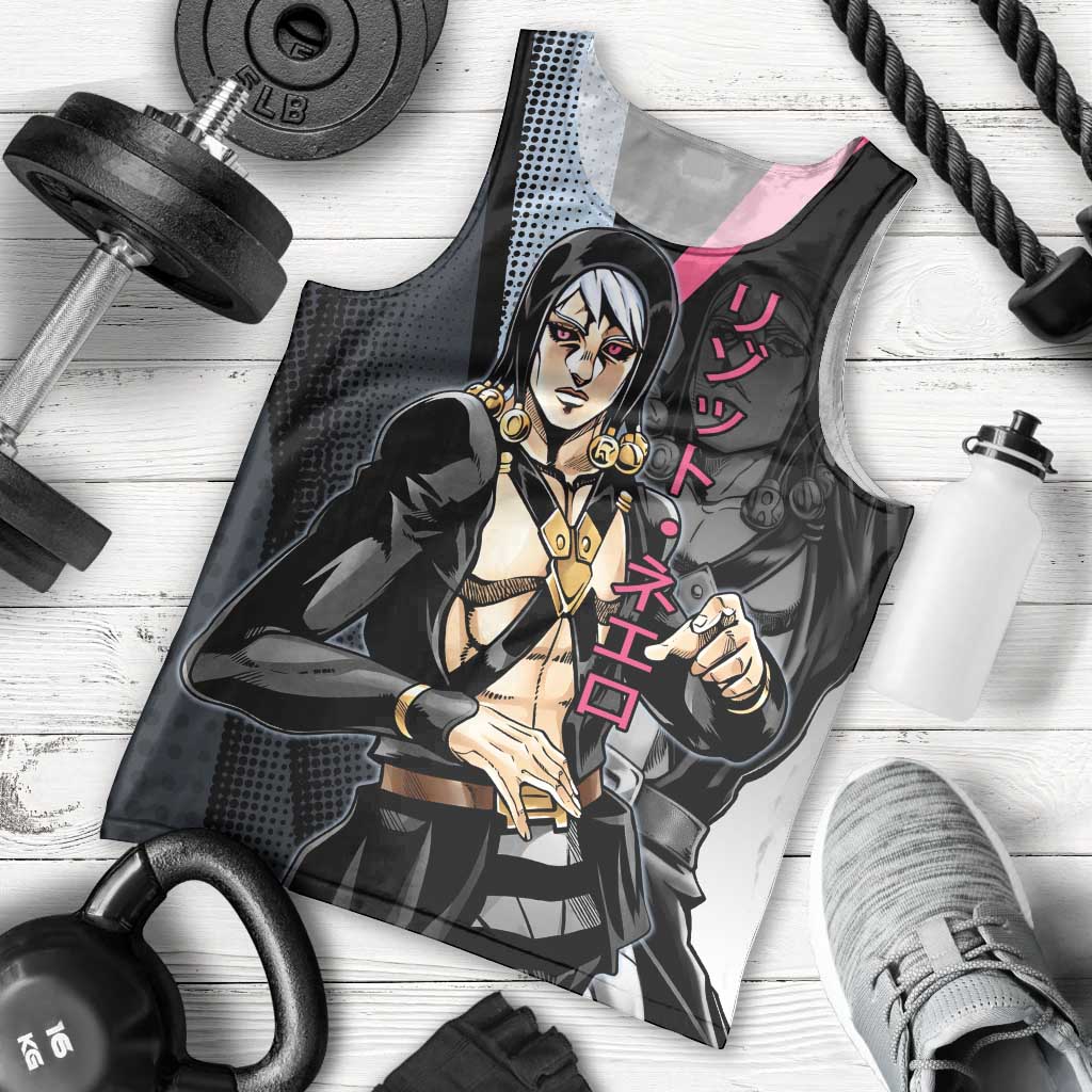 Risotto Nero JoJo’s Bizarre Adventure Men Tank Top with Dark Manga Style Graphic - The Mazicc