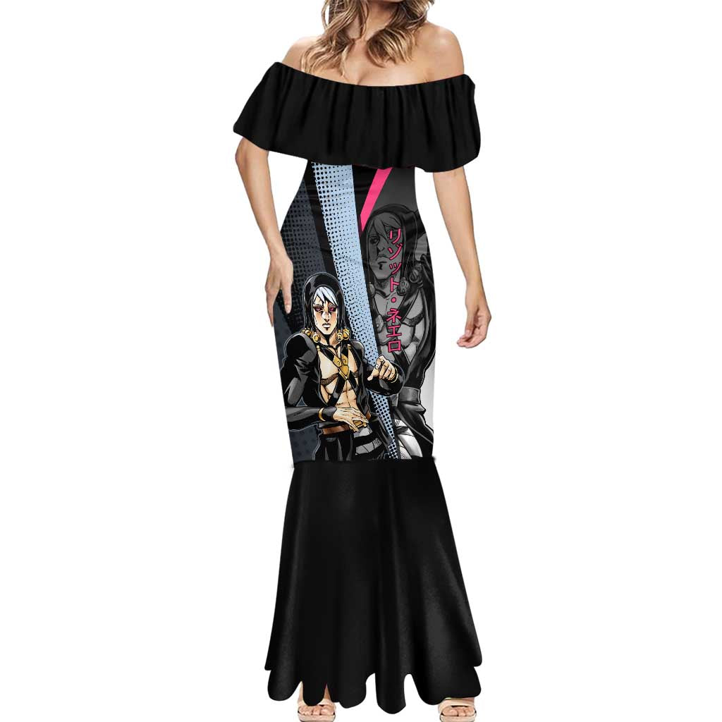 Risotto Nero JoJo’s Bizarre Adventure Mermaid Dress with Dark Manga Style Graphic - The Mazicc