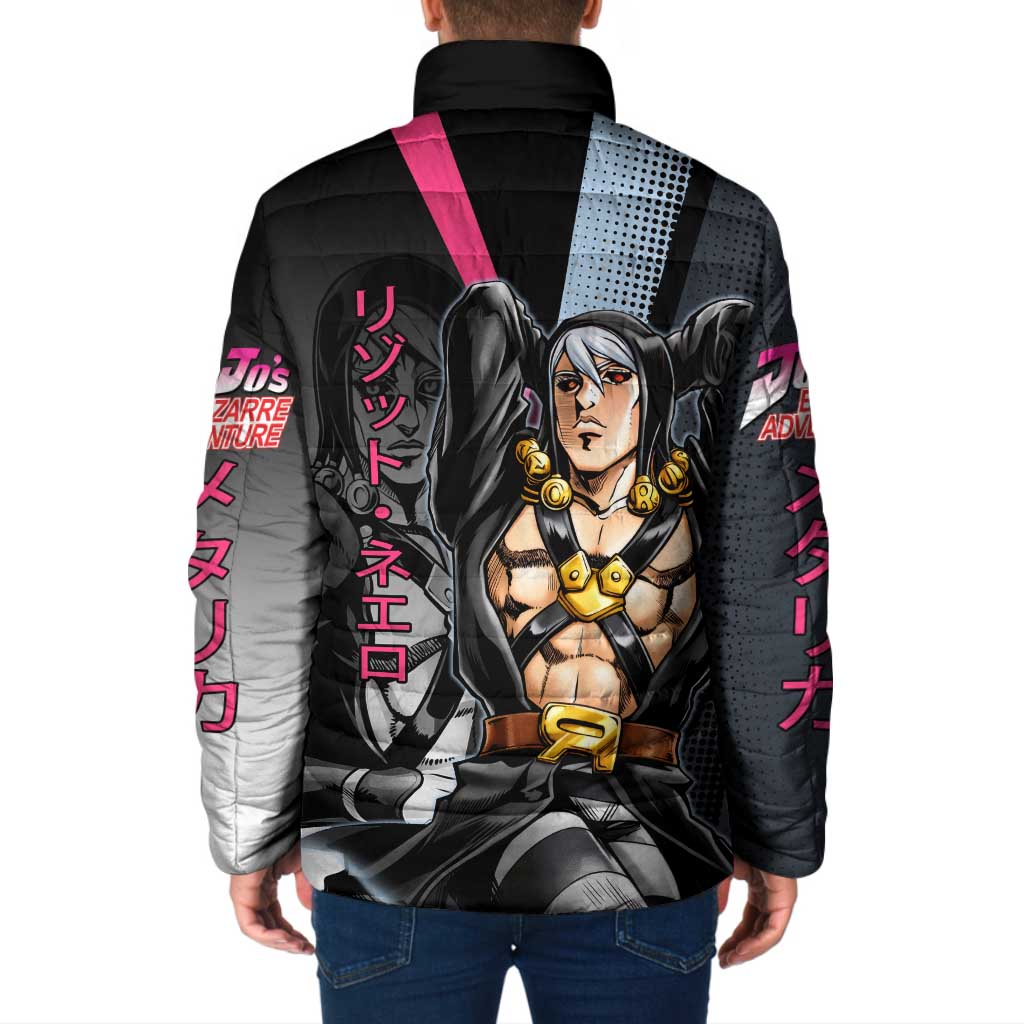 Risotto Nero JoJo’s Bizarre Adventure Padded Jacket with Dark Manga Style Graphic - The Mazicc