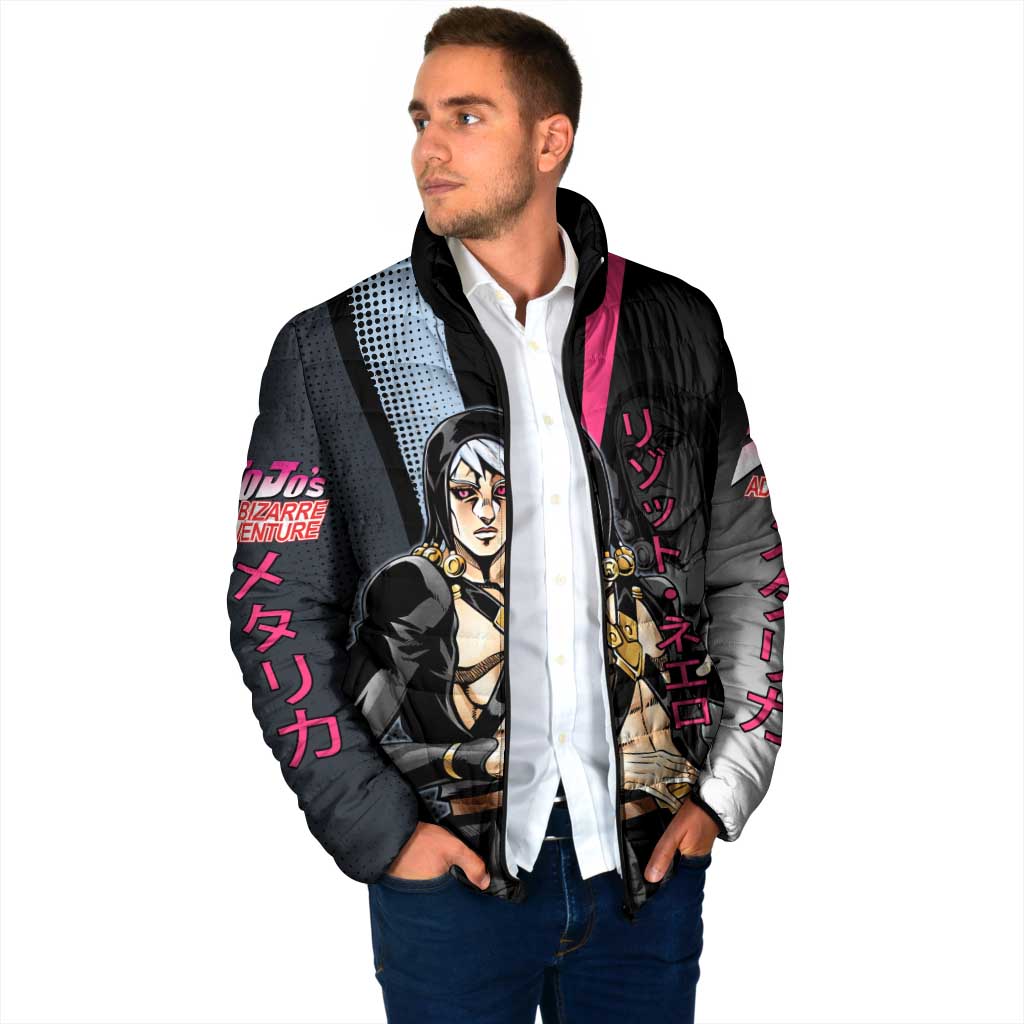 Risotto Nero JoJo’s Bizarre Adventure Padded Jacket with Dark Manga Style Graphic - The Mazicc