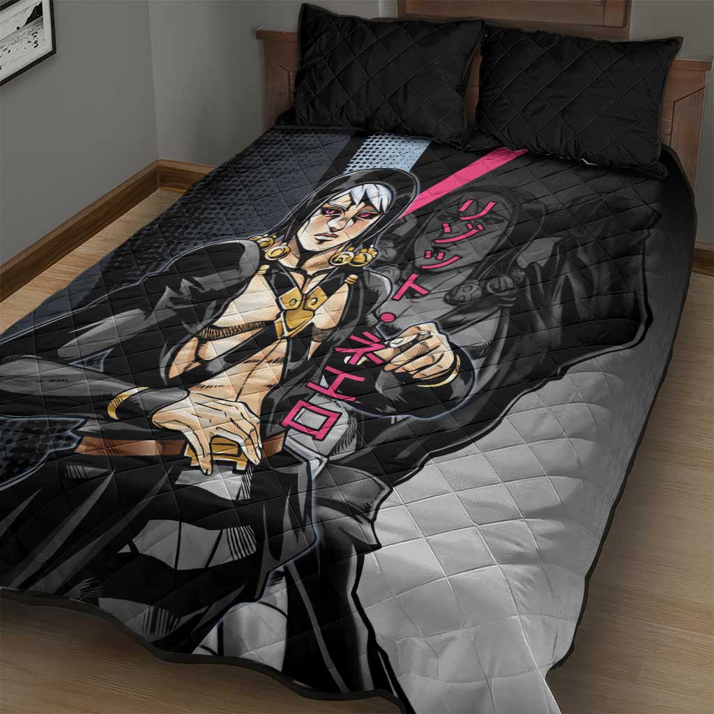 Risotto Nero JoJo’s Bizarre Adventure Quilt Bed Set with Dark Manga Style Graphic - The Mazicc