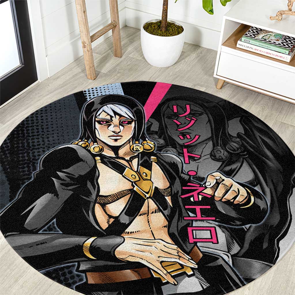 Risotto Nero JoJo’s Bizarre Adventure Round Carpet with Dark Manga Style Graphic - The Mazicc