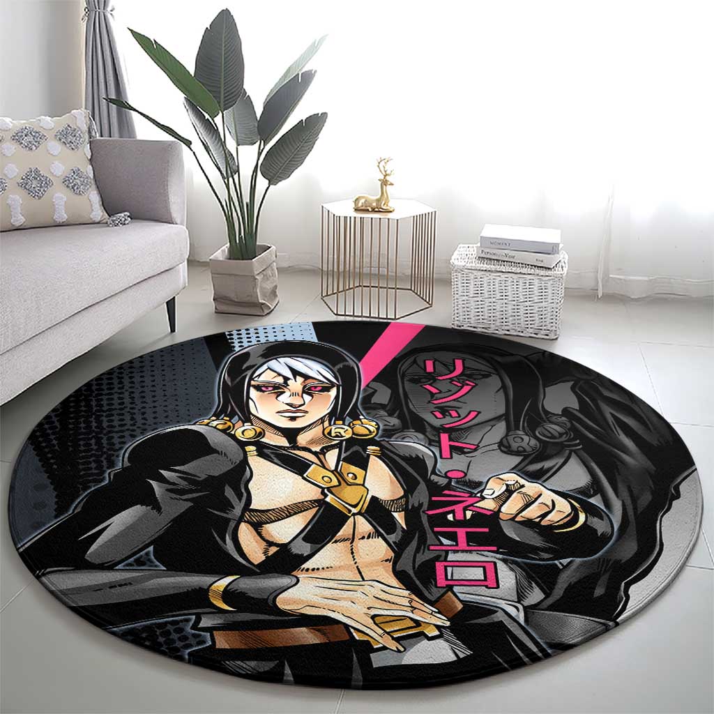 Risotto Nero JoJo’s Bizarre Adventure Round Carpet with Dark Manga Style Graphic - The Mazicc