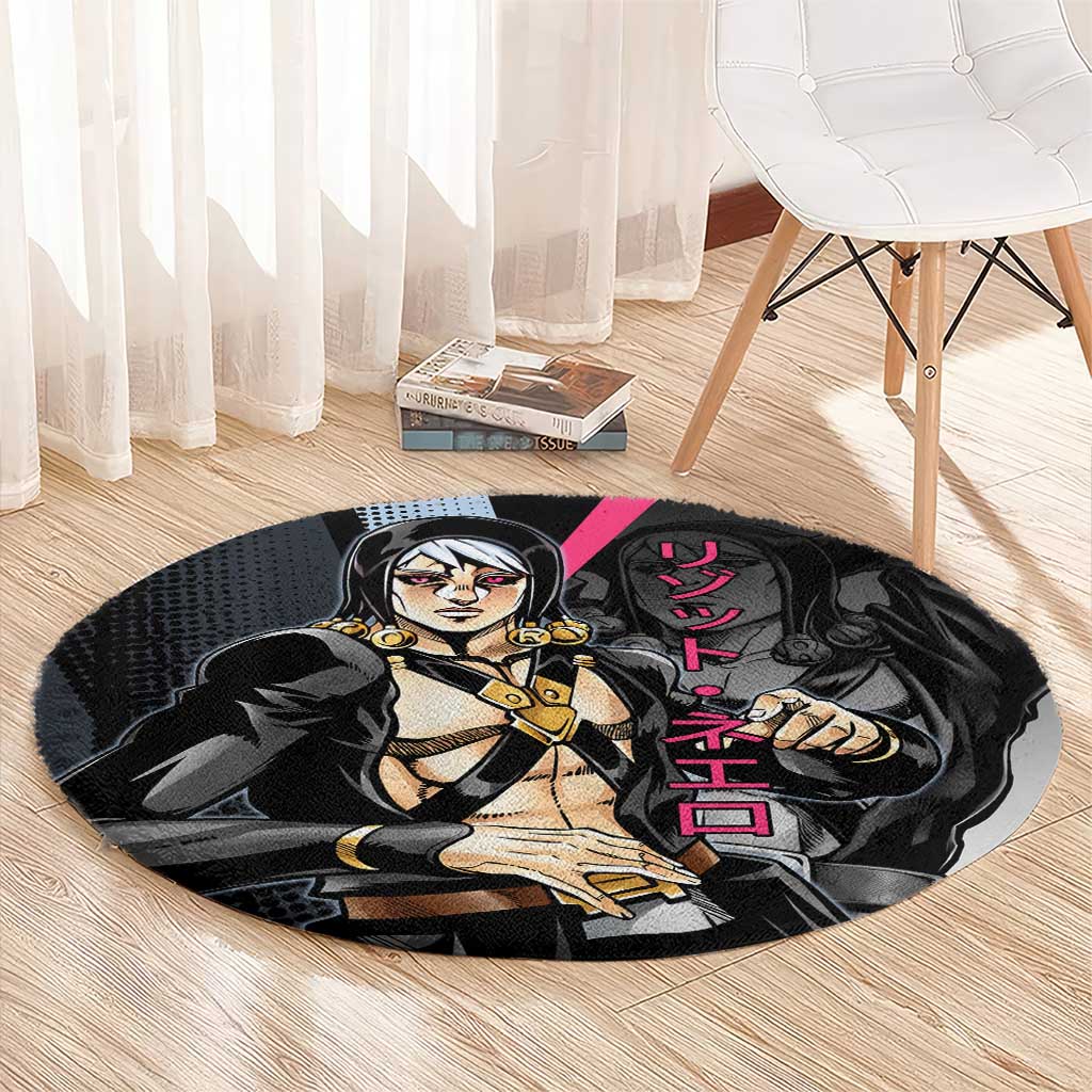 Risotto Nero JoJo’s Bizarre Adventure Round Carpet with Dark Manga Style Graphic - The Mazicc