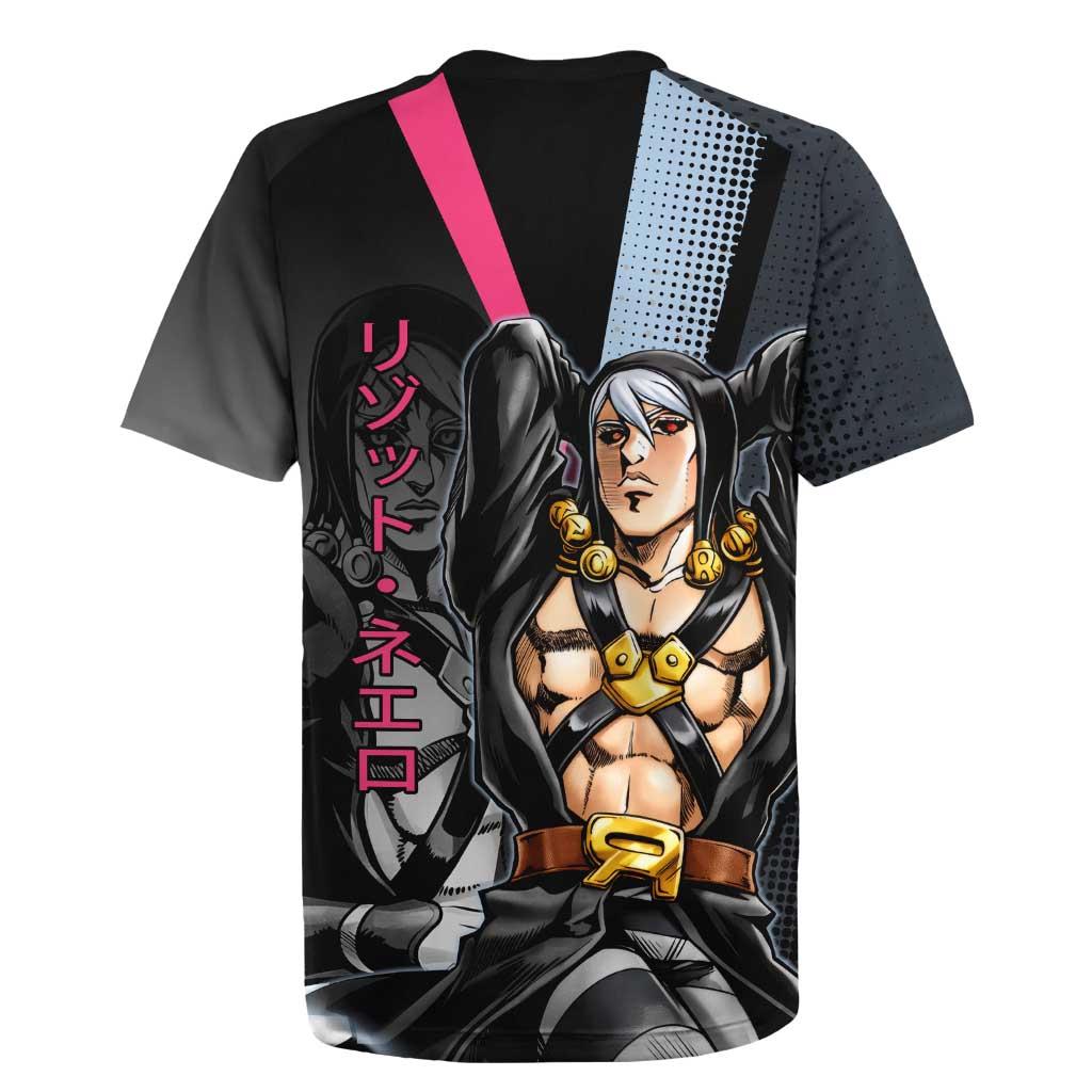 Risotto Nero JoJo’s Bizarre Adventure Rugby Jersey with Dark Manga Style Graphic - The Mazicc