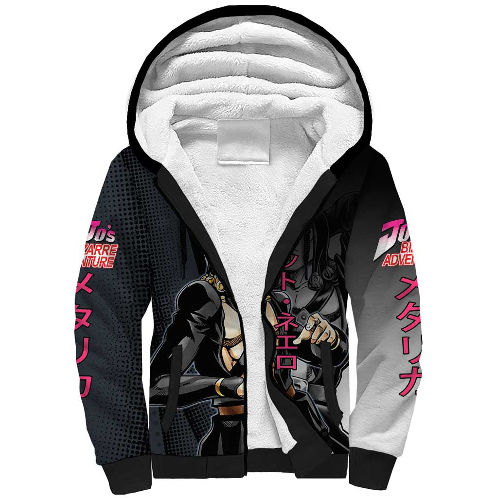Risotto Nero JoJo’s Bizarre Adventure Sherpa Hoodie with Dark Manga Style Graphic - The Mazicc