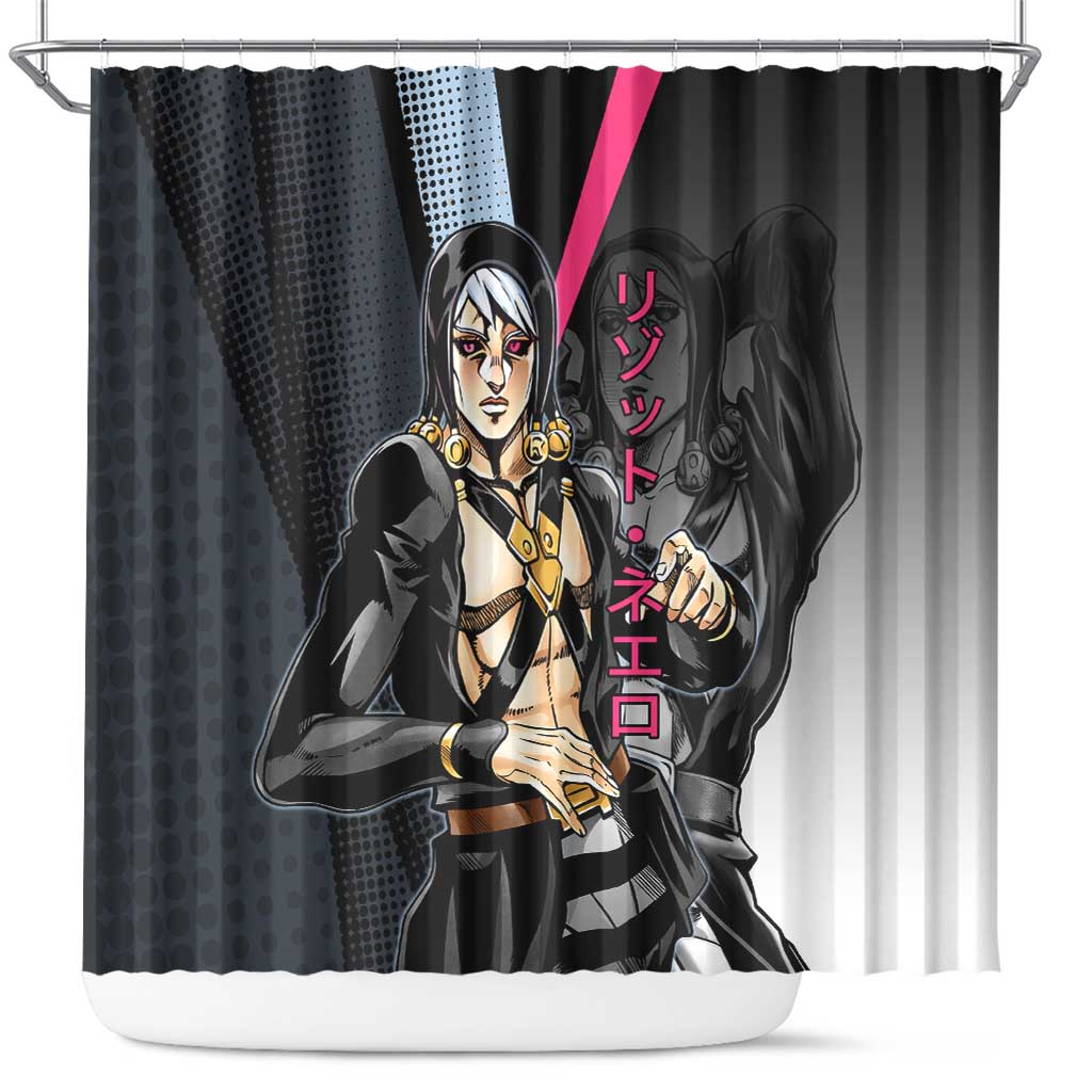 Risotto Nero JoJo’s Bizarre Adventure Shower Curtain with Dark Manga Style Graphic - The Mazicc