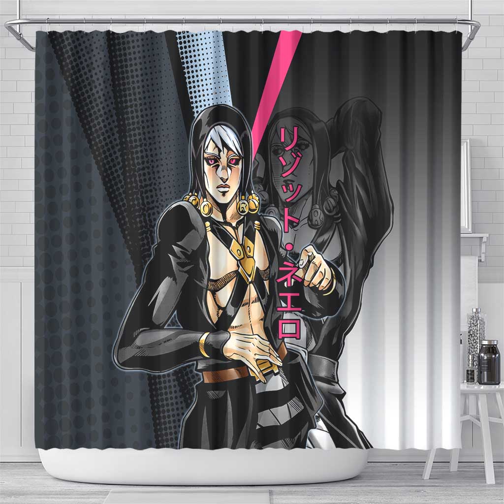 Risotto Nero JoJo’s Bizarre Adventure Shower Curtain with Dark Manga Style Graphic - The Mazicc