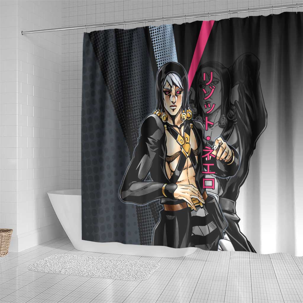 Risotto Nero JoJo’s Bizarre Adventure Shower Curtain with Dark Manga Style Graphic - The Mazicc