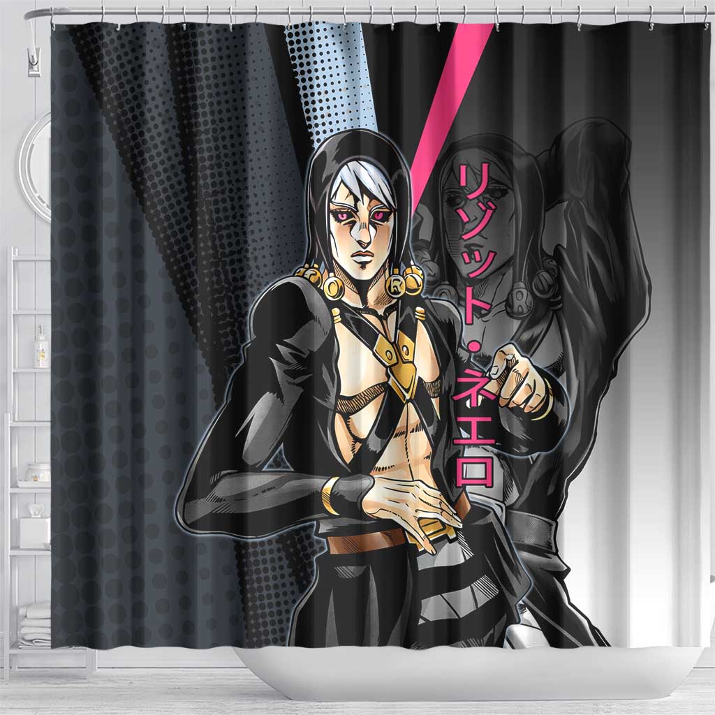 Risotto Nero JoJo’s Bizarre Adventure Shower Curtain with Dark Manga Style Graphic - The Mazicc