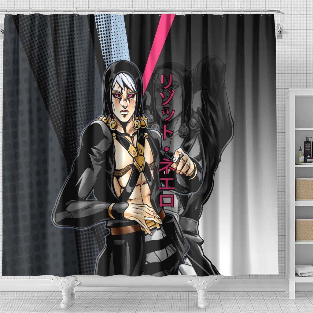 Risotto Nero JoJo’s Bizarre Adventure Shower Curtain with Dark Manga Style Graphic - The Mazicc