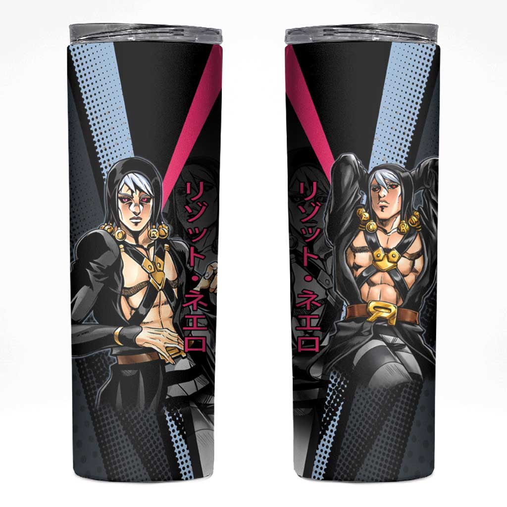 Risotto Nero JoJo’s Bizarre Adventure Skinny Tumbler with Dark Manga Style Graphic - The Mazicc