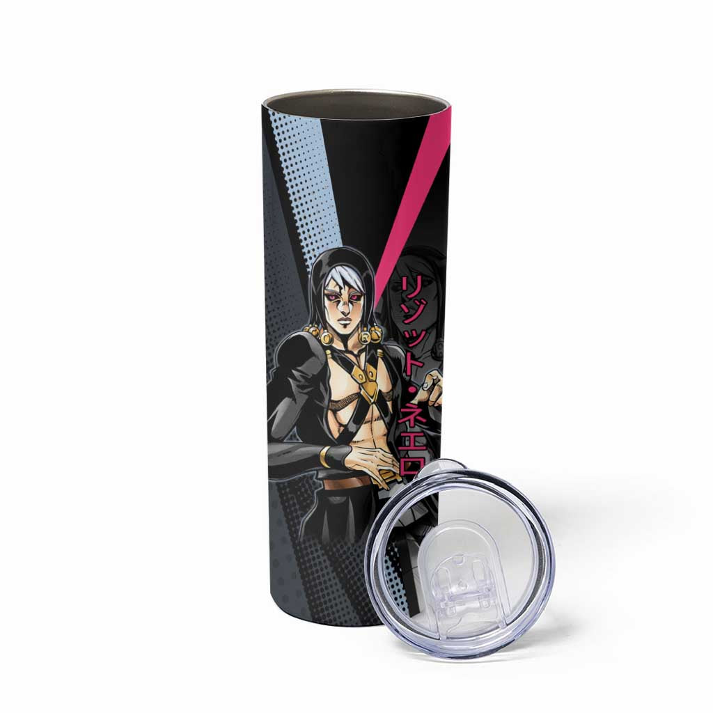 Risotto Nero JoJo’s Bizarre Adventure Skinny Tumbler with Dark Manga Style Graphic - The Mazicc