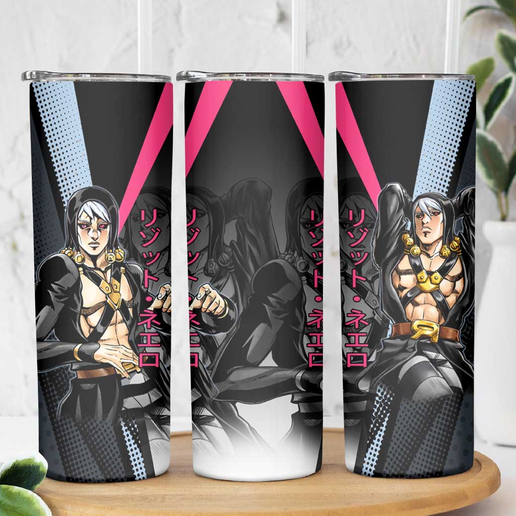 Risotto Nero JoJo’s Bizarre Adventure Skinny Tumbler with Dark Manga Style Graphic - The Mazicc
