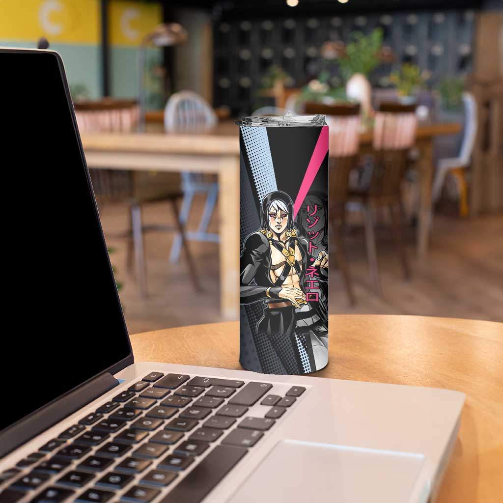 Risotto Nero JoJo’s Bizarre Adventure Skinny Tumbler with Dark Manga Style Graphic - The Mazicc