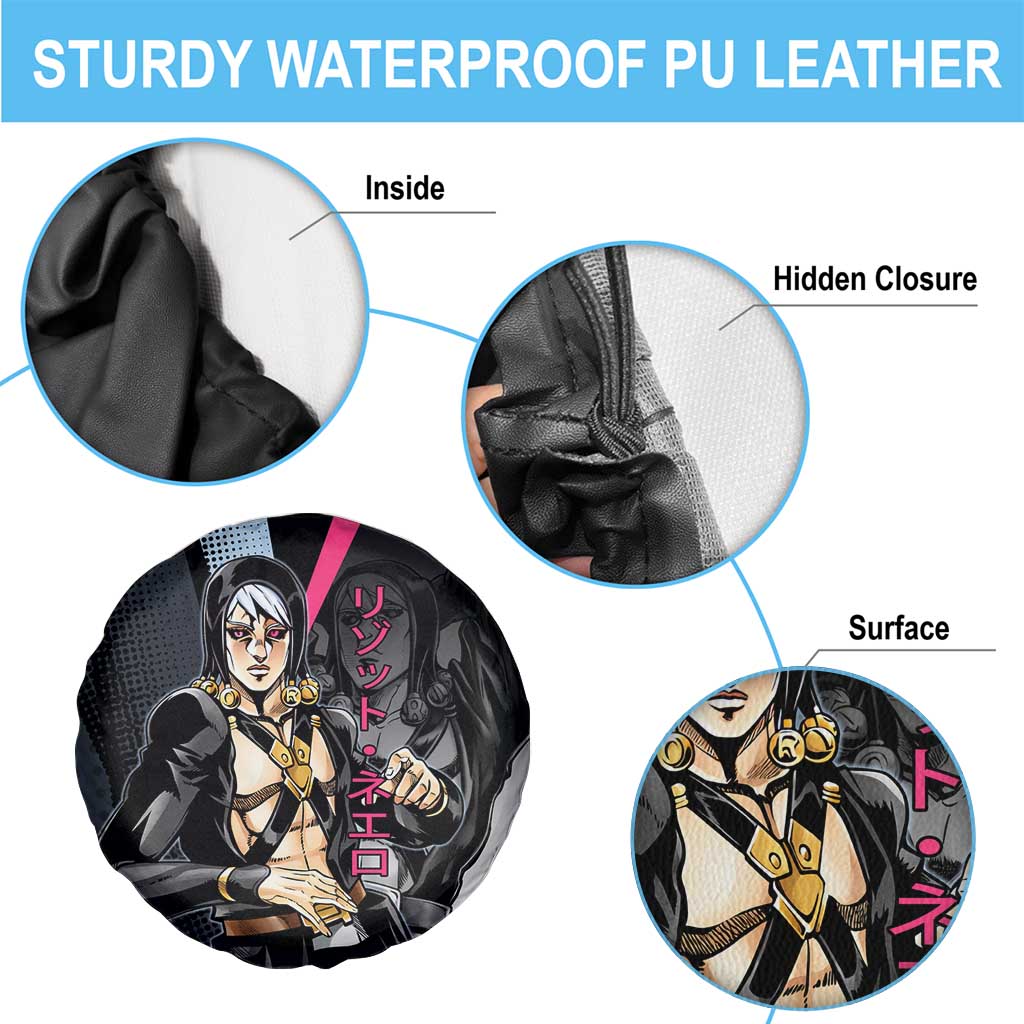 Risotto Nero JoJo’s Bizarre Adventure Spare Tire Cover with Dark Manga Style Graphic - The Mazicc