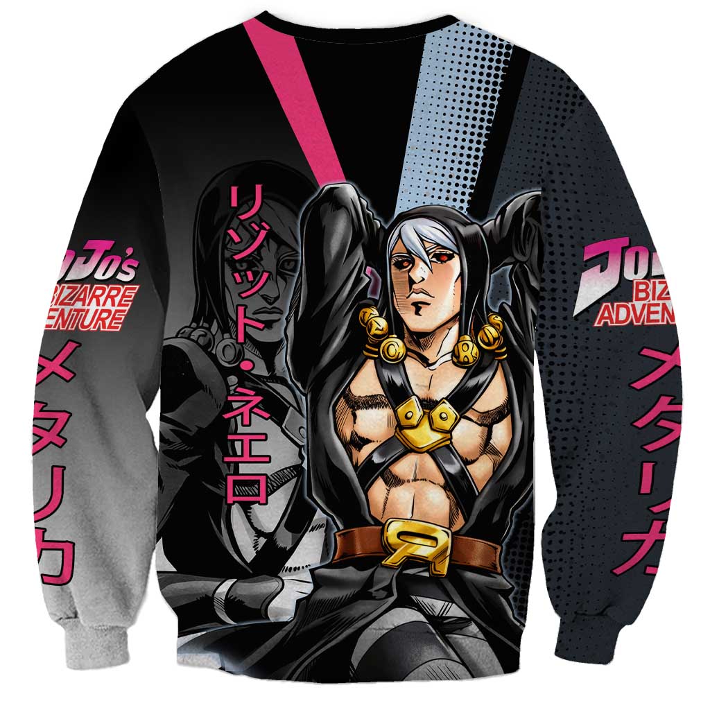 Risotto Nero JoJo’s Bizarre Adventure Sweatshirt with Dark Manga Style Graphic - The Mazicc