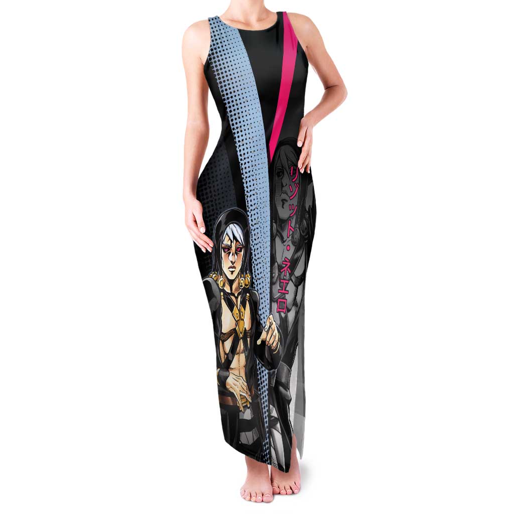 Risotto Nero JoJo’s Bizarre Adventure Tank Maxi Dress with Dark Manga Style Graphic - The Mazicc
