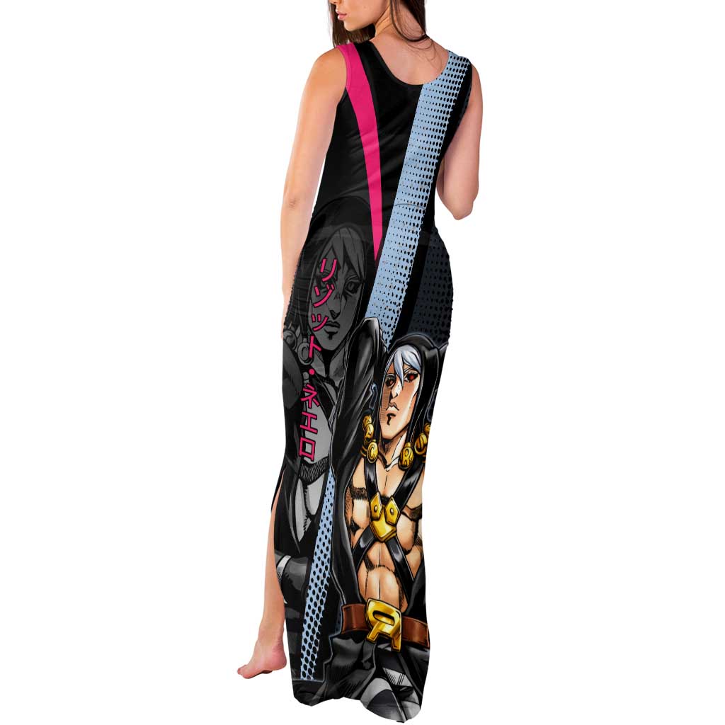 Risotto Nero JoJo’s Bizarre Adventure Tank Maxi Dress with Dark Manga Style Graphic - The Mazicc
