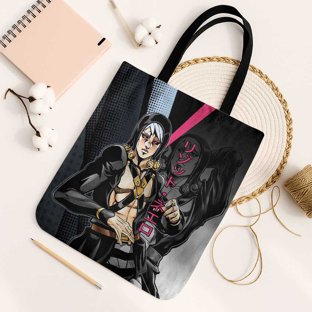 Risotto Nero JoJo’s Bizarre Adventure Tote Bag with Dark Manga Style Graphic - The Mazicc