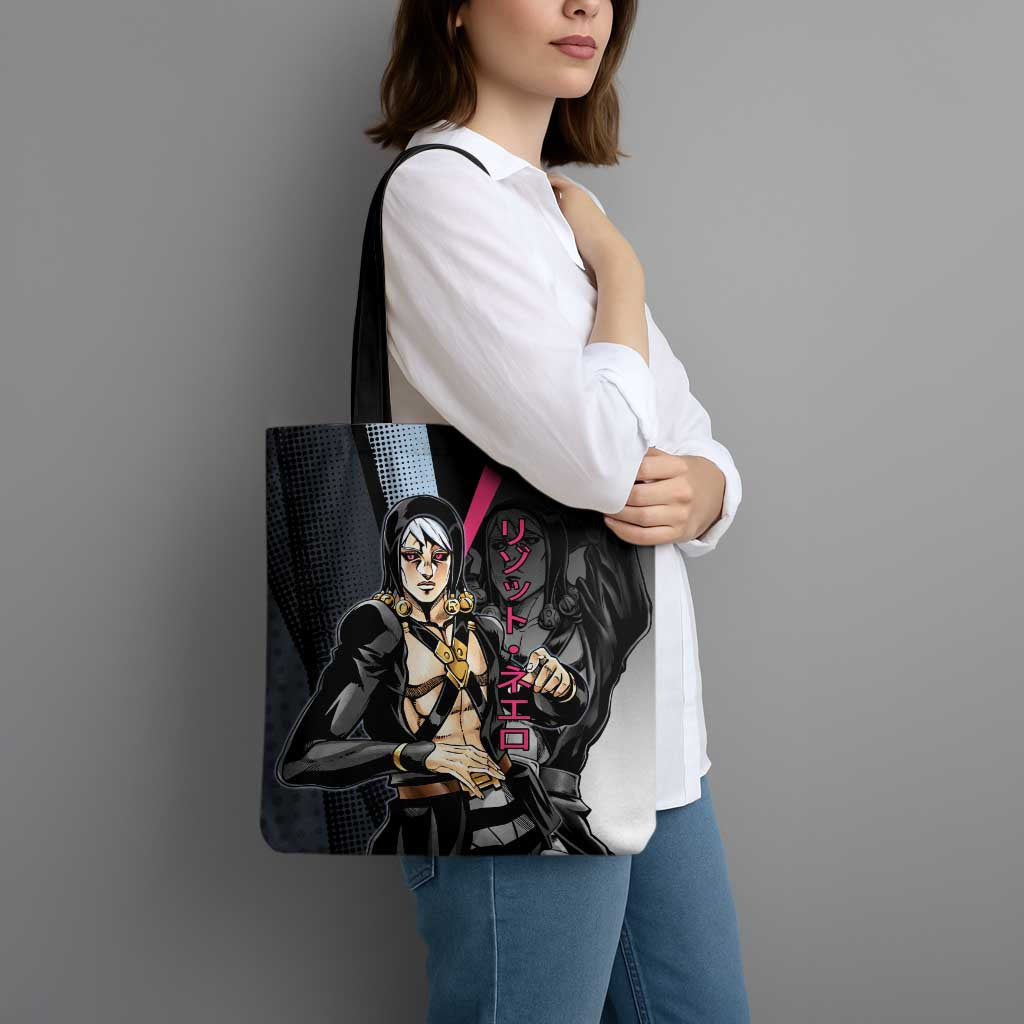 Risotto Nero JoJo’s Bizarre Adventure Tote Bag with Dark Manga Style Graphic - The Mazicc