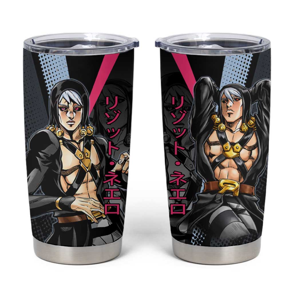 Risotto Nero JoJo’s Bizarre Adventure Tumbler Cup with Dark Manga Style Graphic - The Mazicc