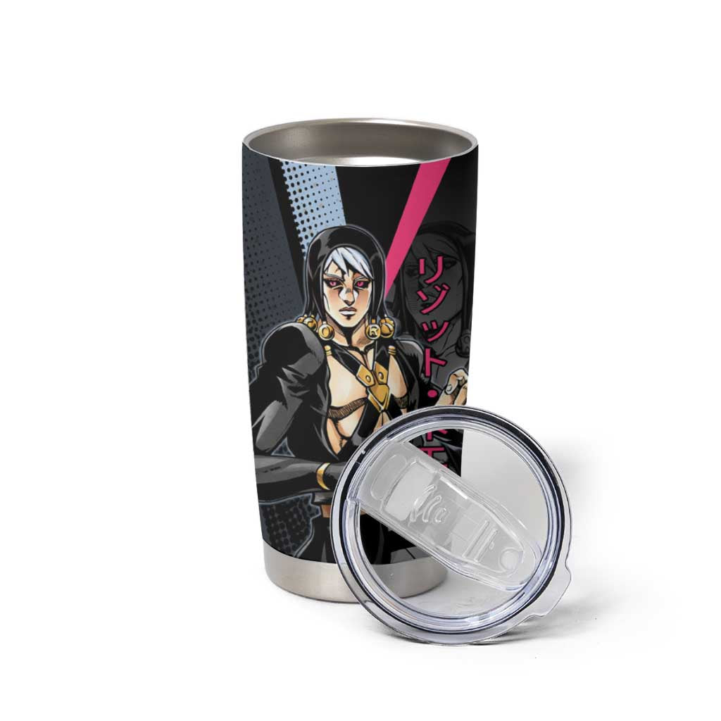 Risotto Nero JoJo’s Bizarre Adventure Tumbler Cup with Dark Manga Style Graphic - The Mazicc