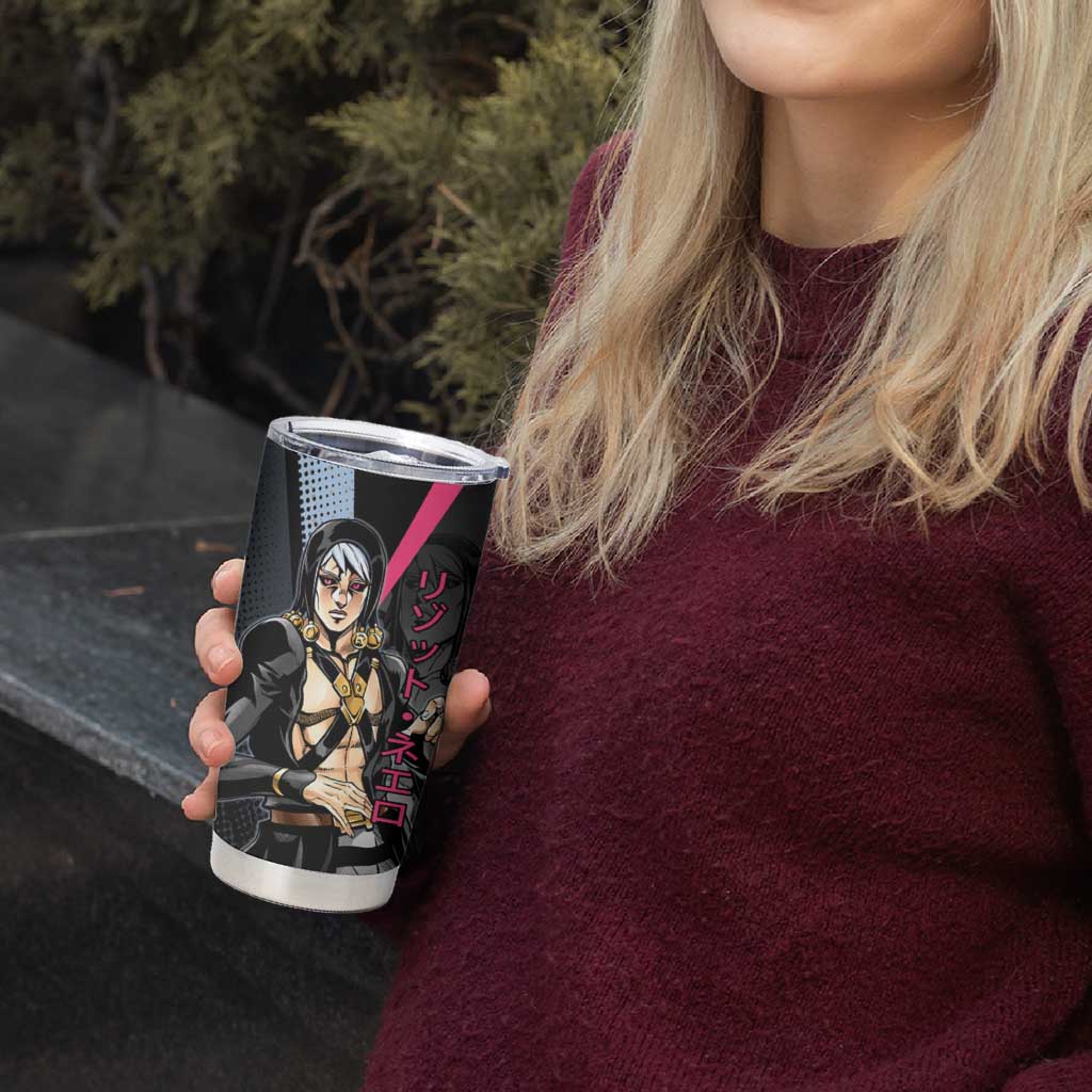 Risotto Nero JoJo’s Bizarre Adventure Tumbler Cup with Dark Manga Style Graphic - The Mazicc