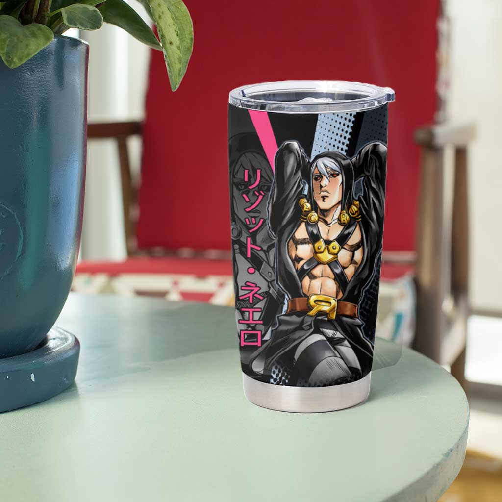 Risotto Nero JoJo’s Bizarre Adventure Tumbler Cup with Dark Manga Style Graphic - The Mazicc