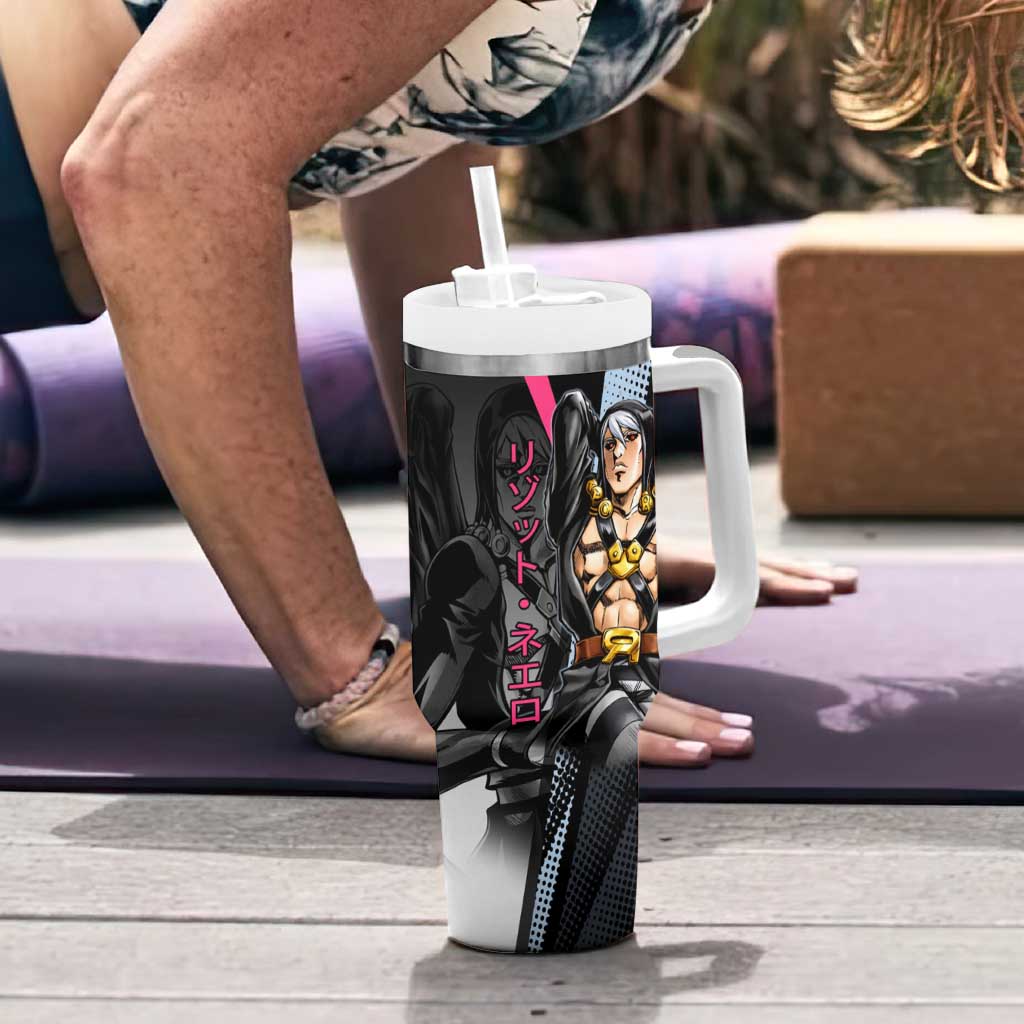 Risotto Nero JoJo’s Bizarre Adventure Tumbler With Handle with Dark Manga Style Graphic - The Mazicc