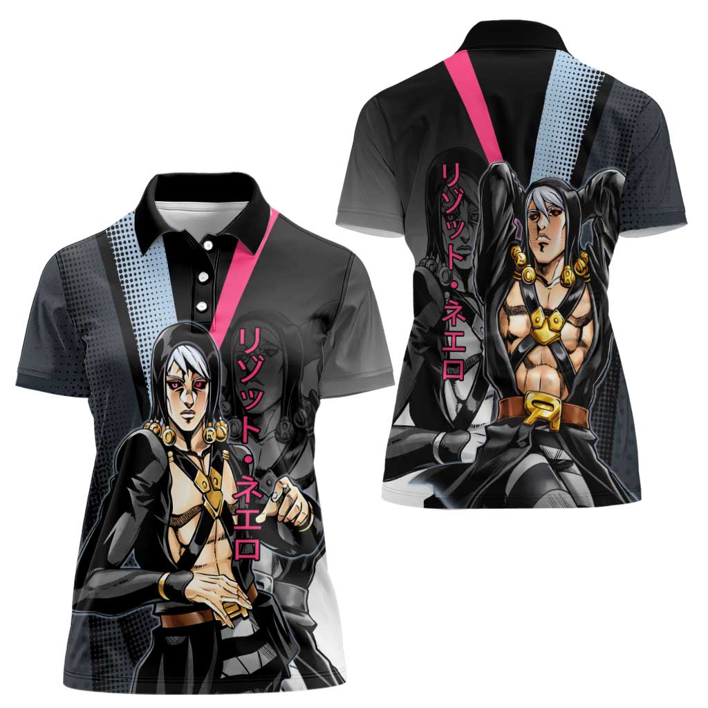 Risotto Nero JoJo’s Bizarre Adventure Women Polo Shirt with Dark Manga Style Graphic - The Mazicc