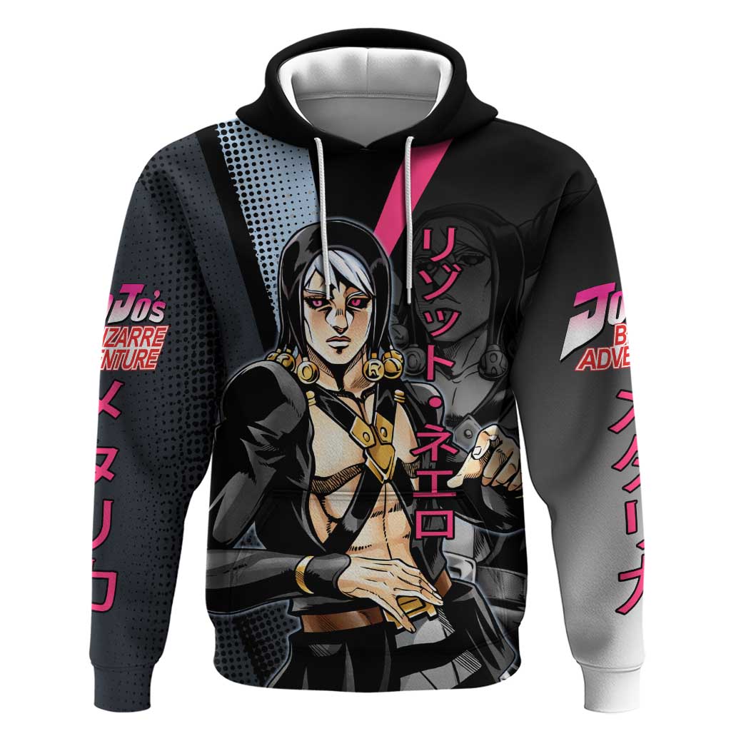 Risotto Nero JoJo’s Bizarre Adventure Zip Hoodie with Dark Manga Style Graphic - The Mazicc