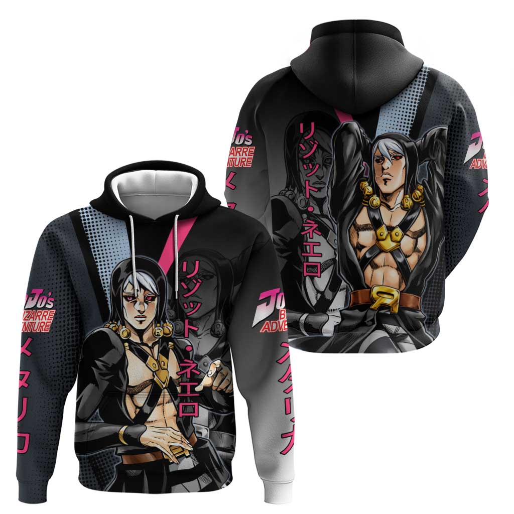 Risotto Nero JoJo’s Bizarre Adventure Zip Hoodie with Dark Manga Style Graphic - The Mazicc
