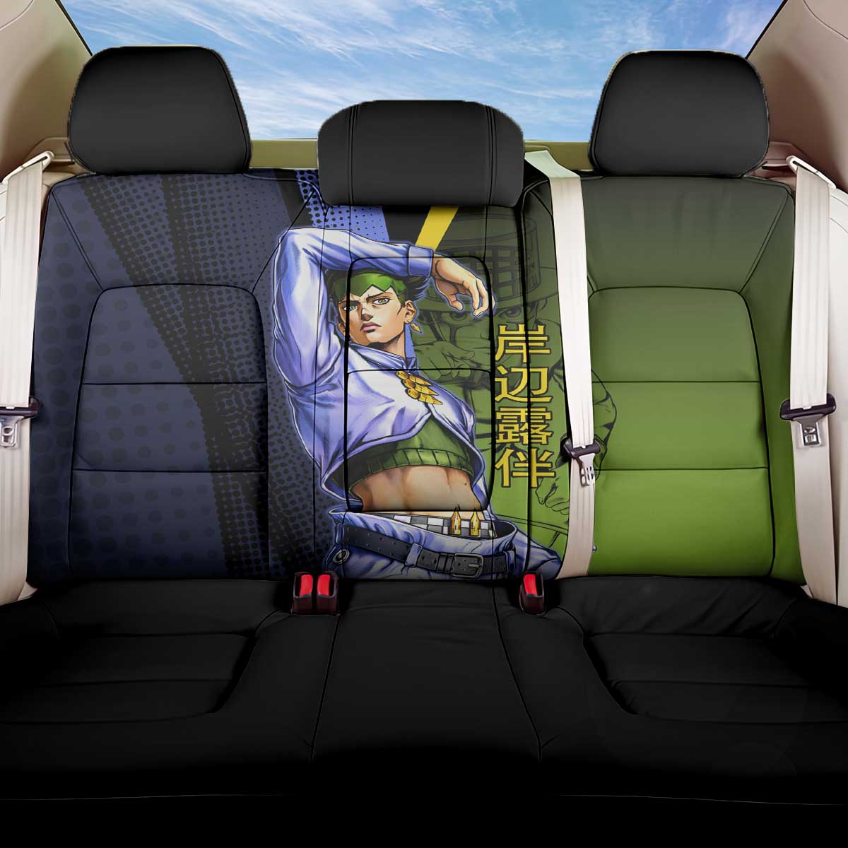 Rohan Kishibe JoJo’s Bizarre Adventure Back Car Seat Cover with Heaven's Door Stand and Manga Style - The Mazicc