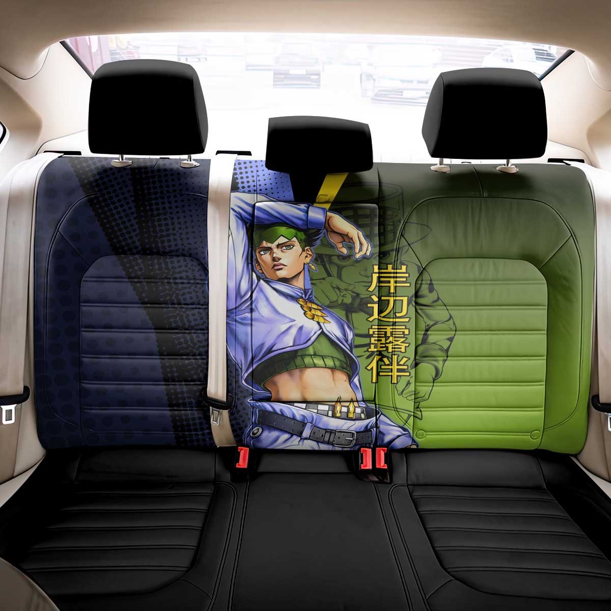 Rohan Kishibe JoJo’s Bizarre Adventure Back Car Seat Cover with Heaven's Door Stand and Manga Style - The Mazicc