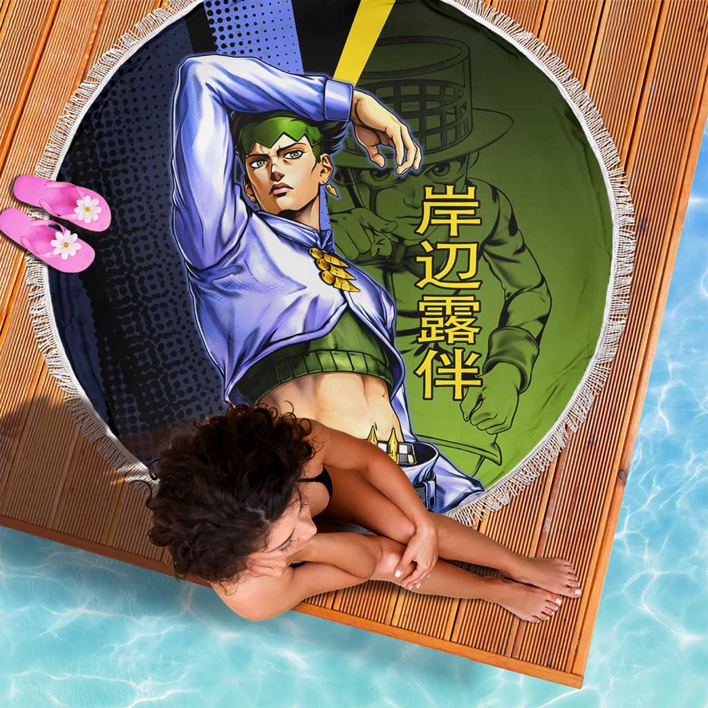 Rohan Kishibe JoJo’s Bizarre Adventure Beach Blanket with Heaven's Door Stand and Manga Style - The Mazicc